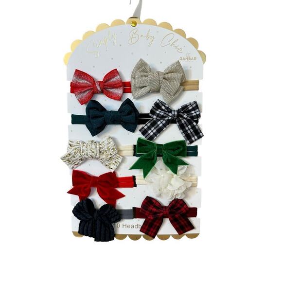 danbar Other - NWT Danbar Baby Toddler Girl Christmas Holiday Headbands Hairbows Set of 10
